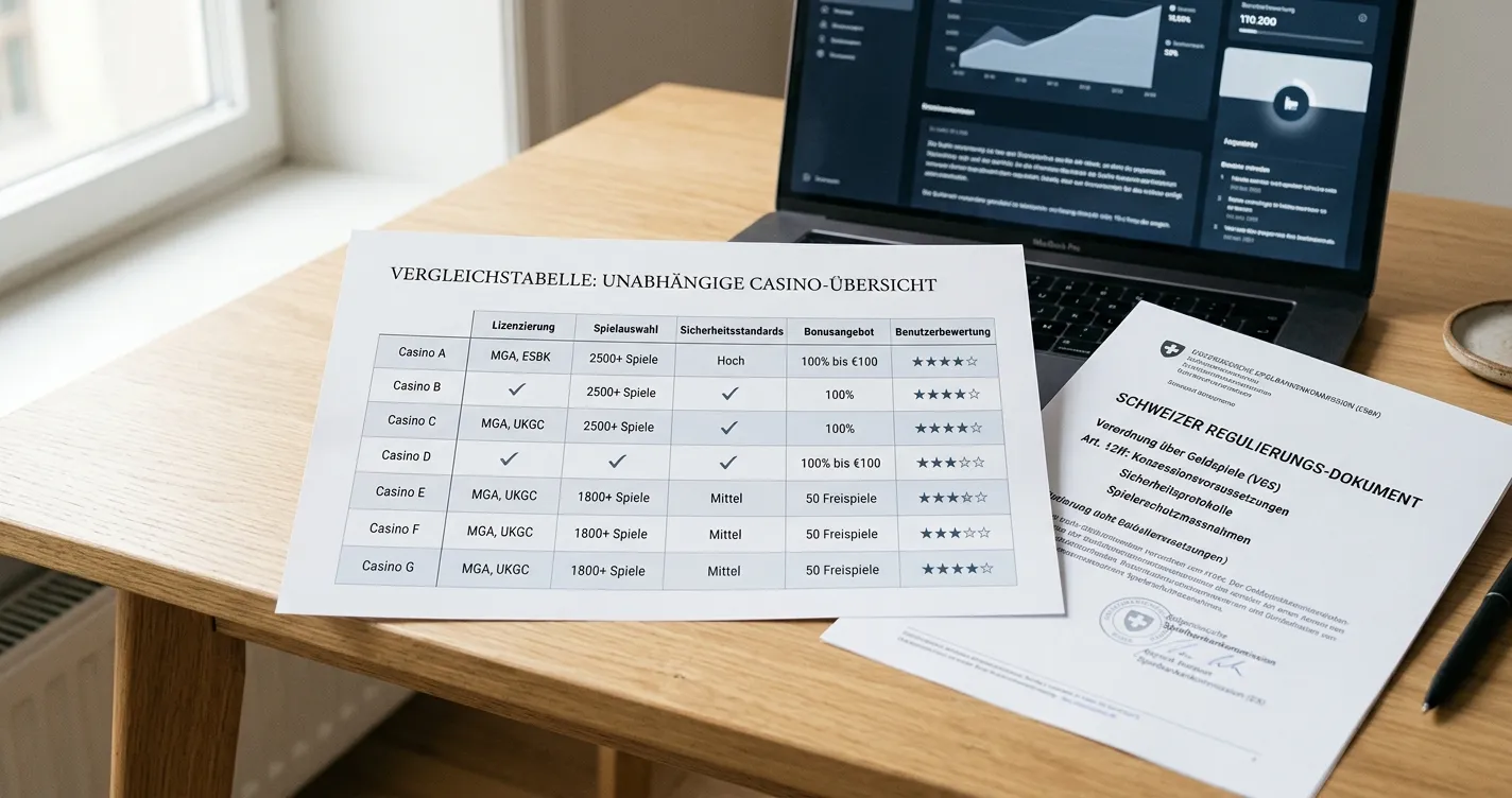 Vergleich Schweizer Online-Casinos mit TWINT und ausgewiesenen Konzessionen