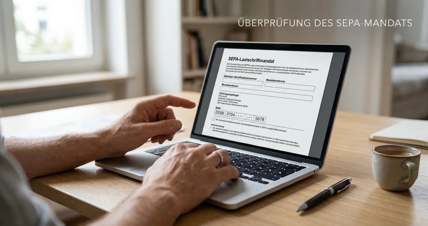 Neutrale Darstellung von SEPA-Mandat, Überweisung und Bankautorisierung