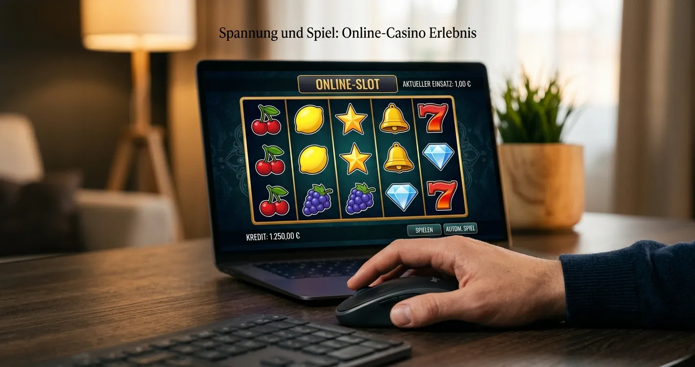 Nahaufnahme generischer Spielautomaten-Walzen ohne Markenzeichen auf einem Bildschirm