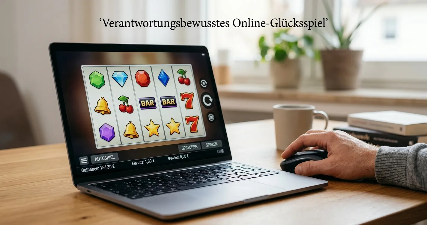 Laptop mit neutraler Spielautomaten-Auswahl ohne Markenlogos