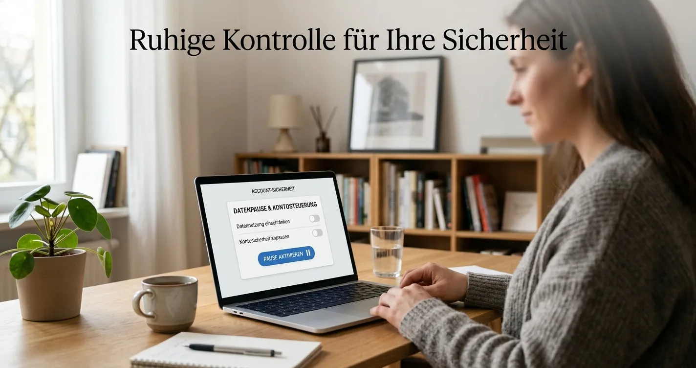 Ruhiger Bildschirm mit sichtbaren Limit- und Sperrwerkzeugen in einer neutralen Spielkonto-Ansicht
