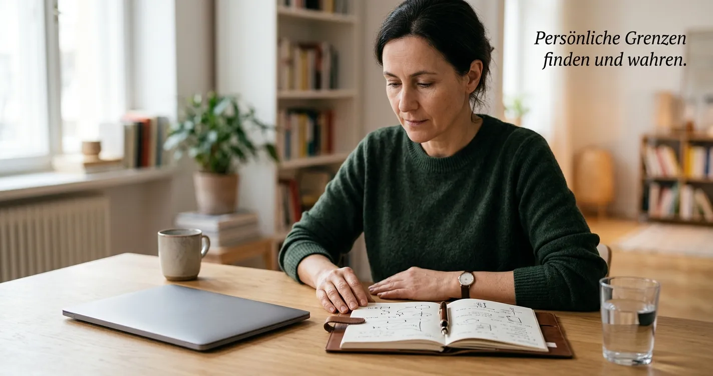 Ruhiger Arbeitsplatz mit Notizbuch und ausgeschaltetem Smartphone