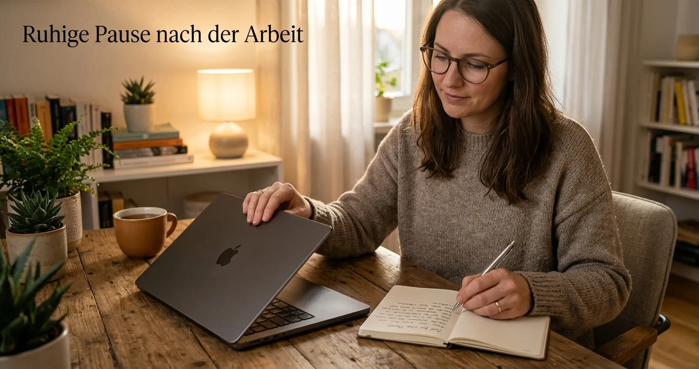 Person notiert Spielpausen und eigene Grenzen neben einem Laptop