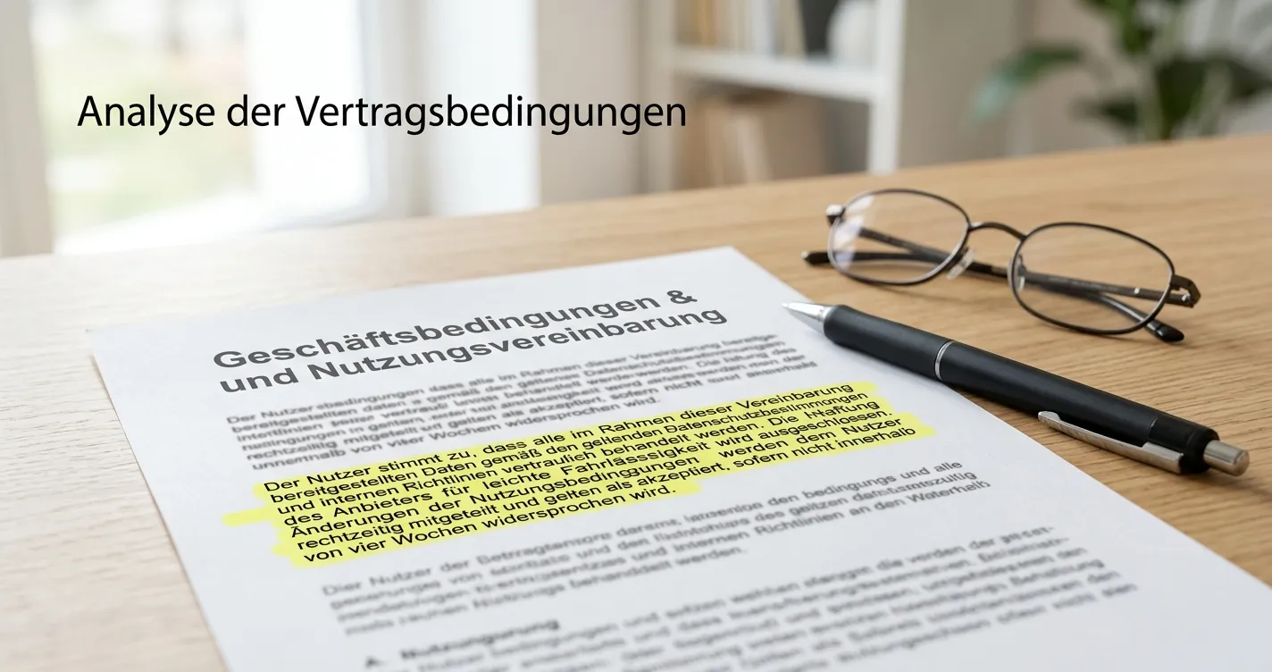 Dokument mit Bonusbedingungen und Umsatzanforderungen auf einem Schreibtisch