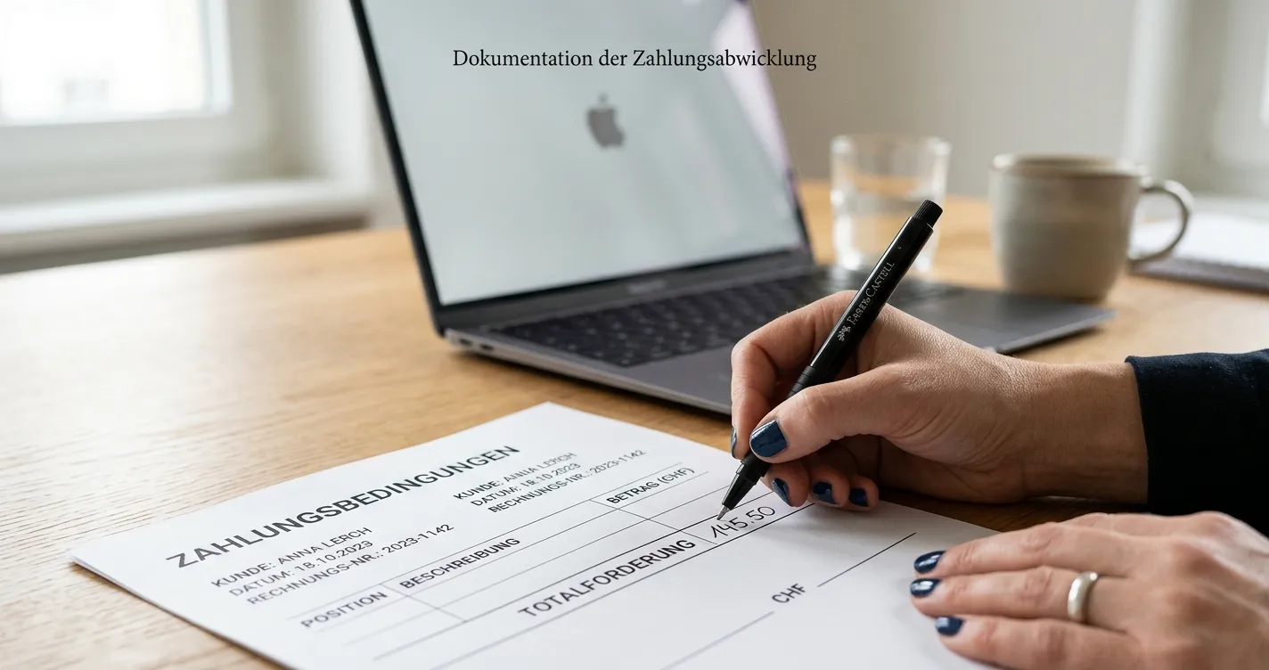 Schreibtisch mit CHF-Notiz und Bedingungen eines Casino-Einzahlungsbonus