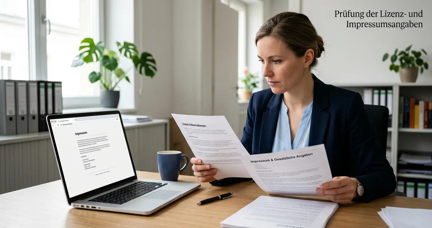 Schreibtisch mit Impressum, Lizenzhinweis und neutralem Browserfenster