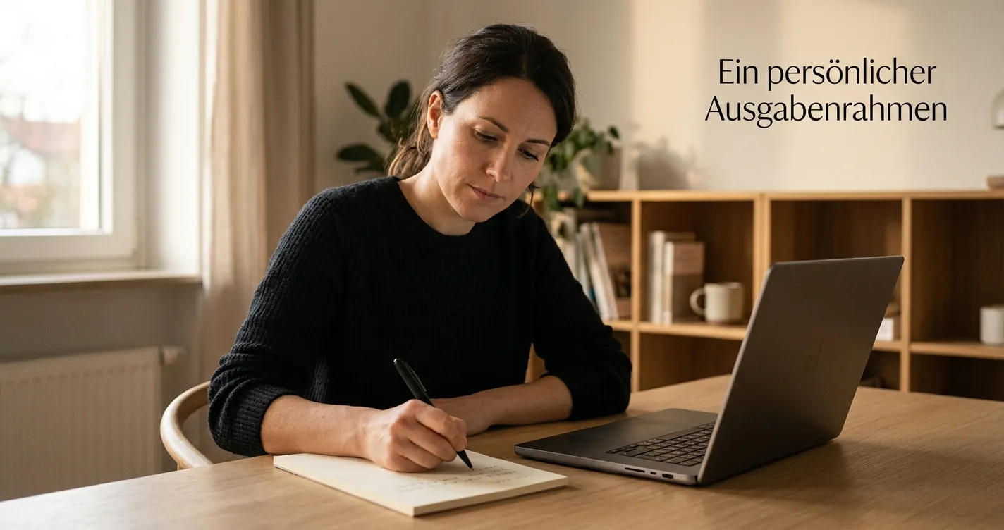 Ruhiger Schreibtisch mit Notiz zur persönlichen Spielgrenze