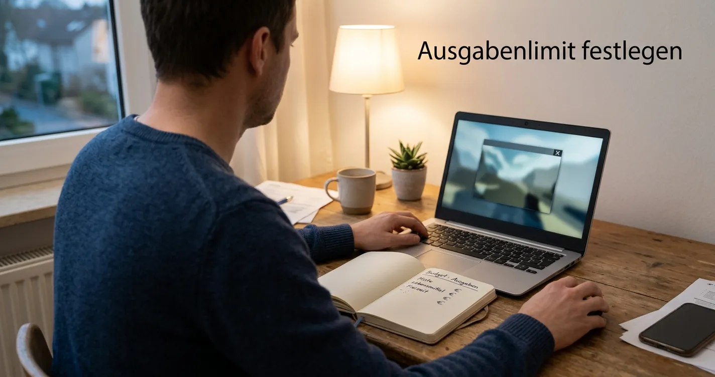 Ruhiger Arbeitsplatz mit persönlichem Limit und ausgeschaltetem Spielbildschirm