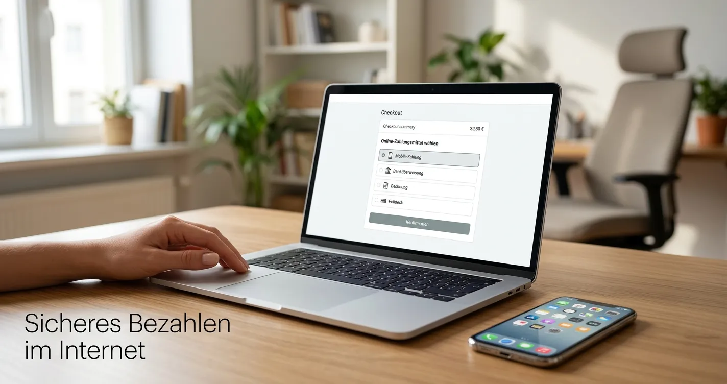 Neutrale Kassenbereich-Oberfläche mit Wero-Auswahl auf einem Laptop