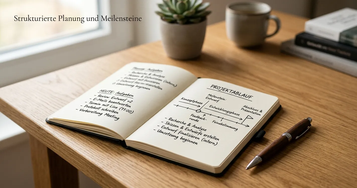 Kalenderpapier mit Markierungen für Bonusfrist und Taschenrechner auf Schreibtisch